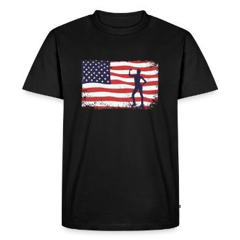 American Flag Jump Shoes Fitness - T-shirt Premium bio Homme - noir - Devant - Nico (187cm)
