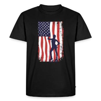 Drapeau américain Jump Chaussures Fitness - T-shirt Premium bio Homme - noir - Devant - Nico (187cm)
