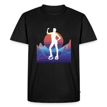 Vaporwave Synthwave Jump Chaussures Fitness - T-shirt Premium bio Homme - noir - Devant - Nico (187cm)