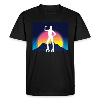 Vaporwave Synthwave Jump Chaussures Fitness - T-shirt Premium bio Homme - noir - Devant - Nico (187cm)