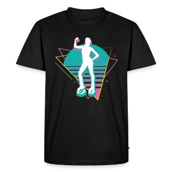 Vaporwave Synthwave Jump Chaussures Fitness - T-shirt Premium bio Homme - noir - Devant - Nico (187cm)