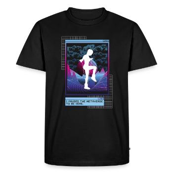 Vaporwave Metaverse Rope Jumping - Men's Premium Organic T-Shirt - black - Front - Nico (187cm)