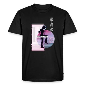 Vaporwave Metaverse Rope Jumping - Men's Premium Organic T-Shirt - black - Front - Nico (187cm)