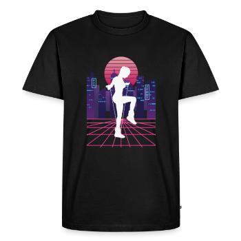 Vaporwave Synthwave Skyline Saut à la corde - T-shirt Premium bio Homme - noir - Devant - Nico (187cm)