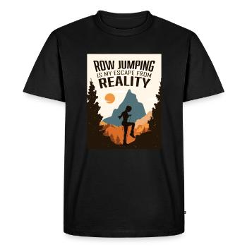 Saut à la corde, Femme qui saute à la corde - T-shirt Premium bio Homme - noir - Devant - Nico (187cm)