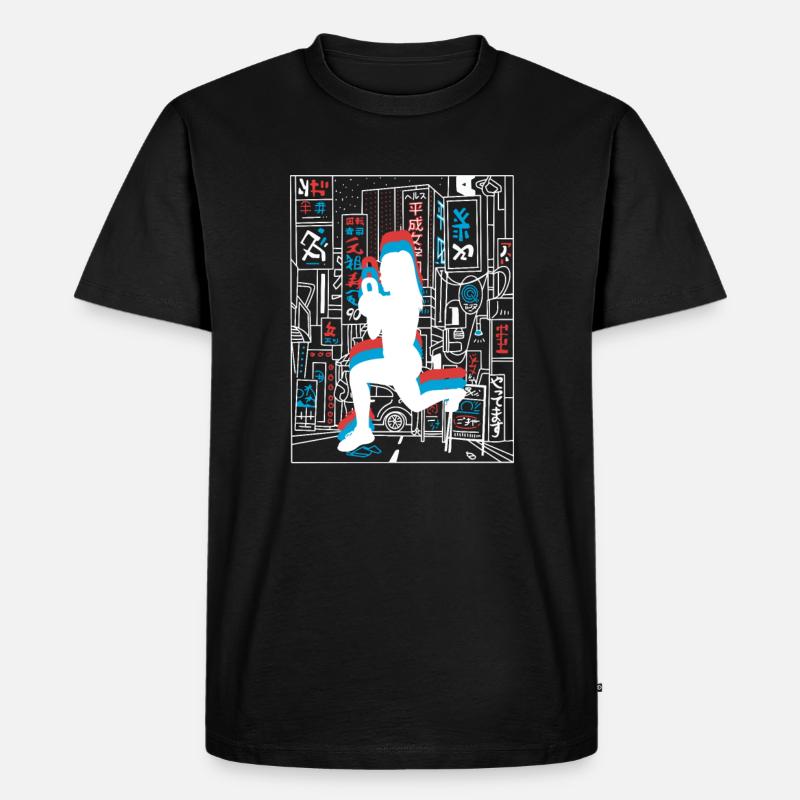 Vaporwave Synthwave Skyline HIIT - Männer Premium Bio T-Shirt - Schwarz