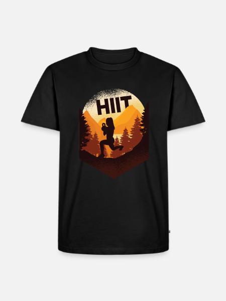 HIIT Fitness Frau - Männer Premium Bio T-Shirt - Schwarz
