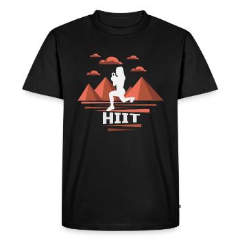 HIIT Fitness Woman - Men's Premium Organic T-Shirt - black - Front - Nico (187cm)