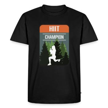 HIIT Champion - Men's Premium Organic T-Shirt - black - Front - Nico (187cm)