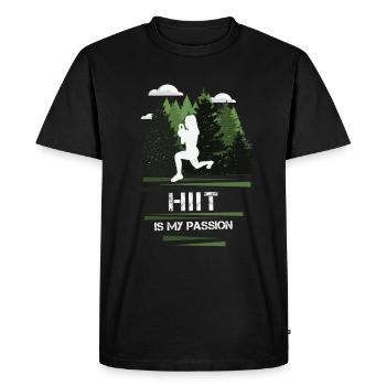 HIIT Passion - Men's Premium Organic T-Shirt - black - Front - Nico (187cm)
