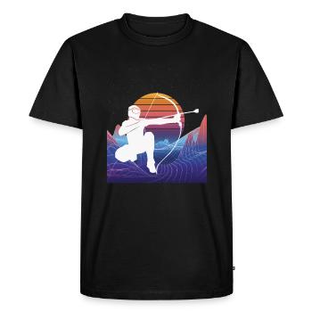 Balise fléchée Vaporwave - T-shirt Premium bio Homme - noir - Devant - Nico (187cm)