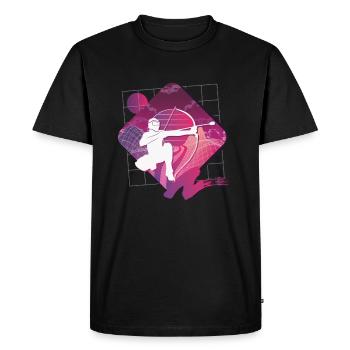 Balise fléchée Vaporwave - T-shirt Premium bio Homme - noir - Devant - Nico (187cm)