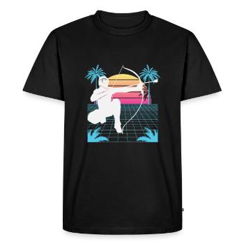 Balise fléchée Vaporwave - T-shirt Premium bio Homme - noir - Devant - Nico (187cm)
