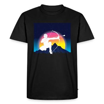 Balise fléchée Vaporwave - T-shirt Premium bio Homme - noir - Devant - Nico (187cm)