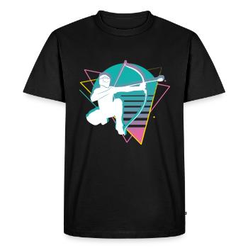 Balise fléchée Vaporwave - T-shirt Premium bio Homme - noir - Devant - Nico (187cm)