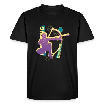 Balise fléchée Vaporwave - T-shirt Premium bio Homme - noir - Devant - Nico (187cm)
