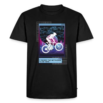 Vaporwave Metaverse Downhill - Men's Premium Organic T-Shirt - black - Front - Nico (187cm)