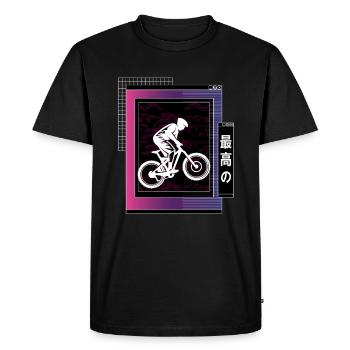 Vaporwave Metaverse Downhill - Men's Premium Organic T-Shirt - black - Front - Nico (187cm)