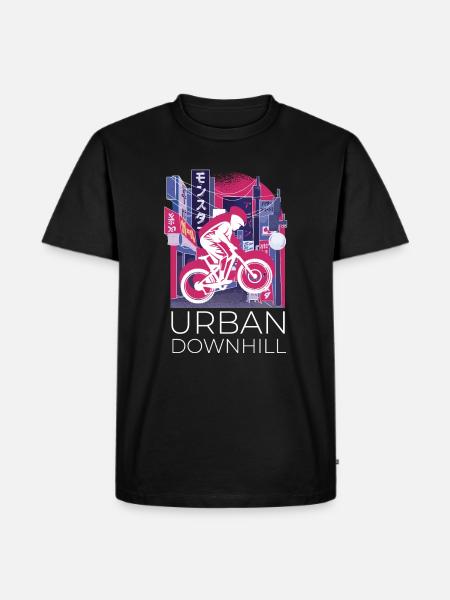 Vaporwave Synthwave Skyline Downhill - Men's Premium Organic T-Shirt - black