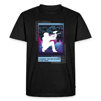 Vaporwave Metaverse Paintball - Men's Premium Organic T-Shirt - black - Front - Nico (187cm)