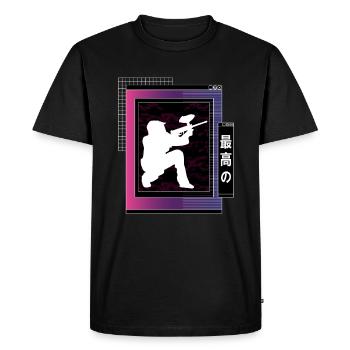 Vaporwave Metaverse Paintball - Men's Premium Organic T-Shirt - black - Front - Nico (187cm)