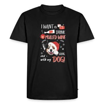Berger australien Vin chaud Noël - T-shirt Premium bio Homme - noir - Devant - Nico (187cm)