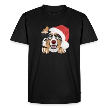 Berger australien Joyeux Noël - T-shirt Premium bio Homme - noir - Devant - Nico (187cm)