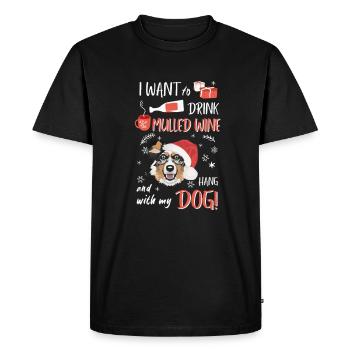 Berger australien Vin chaud Noël - T-shirt Premium bio Homme - noir - Devant - Nico (187cm)