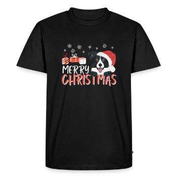Border Collie Joyeux Noël - T-shirt Premium bio Homme - noir - Devant - Nico (187cm)