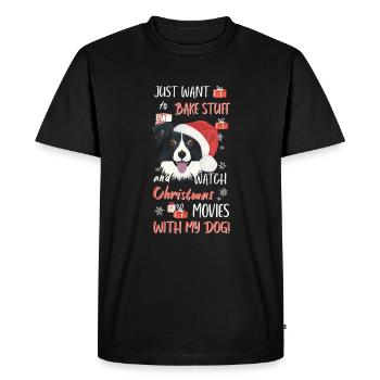 Border Collie Joyeux Noël - T-shirt Premium bio Homme - noir - Devant - Nico (187cm)