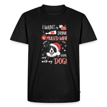 Border Collie vin chaud Noël - T-shirt Premium bio Homme - noir - Devant - Nico (187cm)