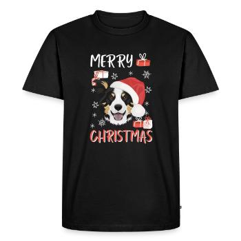 Border Collie Joyeux Noël - T-shirt Premium bio Homme - noir - Devant - Nico (187cm)