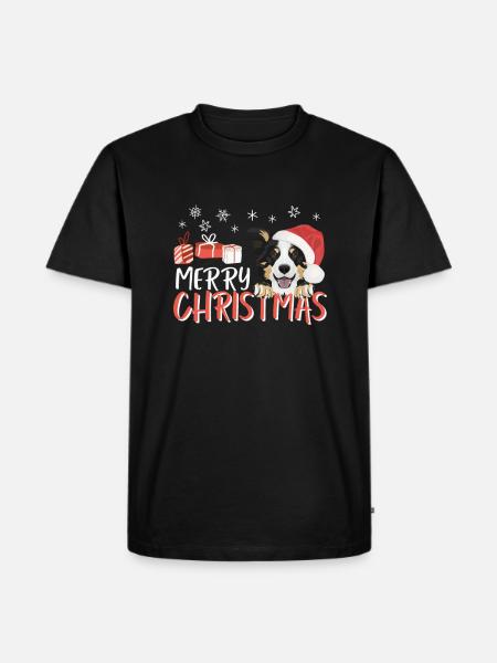 Border Collie Merry Christmas - Men's Premium Organic T-Shirt - black