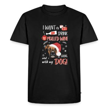 Boxer Vin chaud Noël - T-shirt Premium bio Homme - noir - Devant - Nico (187cm)
