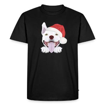 Bull Terrier Joyeux Noël - T-shirt Premium bio Homme - noir - Devant - Nico (187cm)