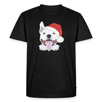 Bull Terrier Joyeux Noël - T-shirt Premium bio Homme - noir - Devant - Nico (187cm)