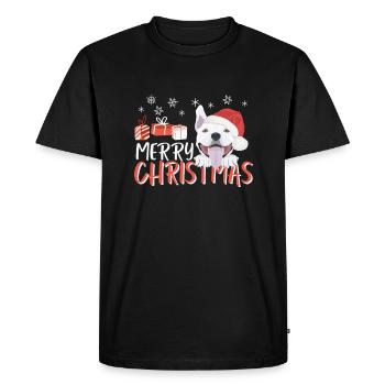 Bull Terrier Joyeux Noël - T-shirt Premium bio Homme - noir - Devant - Nico (187cm)