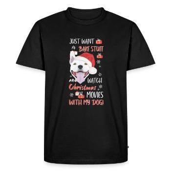 Bull Terrier Joyeux Noël - T-shirt Premium bio Homme - noir - Devant - Nico (187cm)