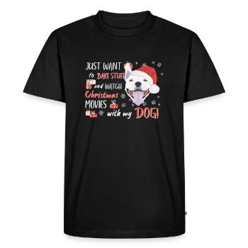 Bull Terrier Joyeux Noël - T-shirt Premium bio Homme - noir - Devant - Nico (187cm)