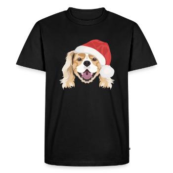 Épagneul King Charles Joyeux Noël - T-shirt Premium bio Homme - noir - Devant - Nico (187cm)