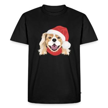 Épagneul King Charles Joyeux Noël - T-shirt Premium bio Homme - noir - Devant - Nico (187cm)
