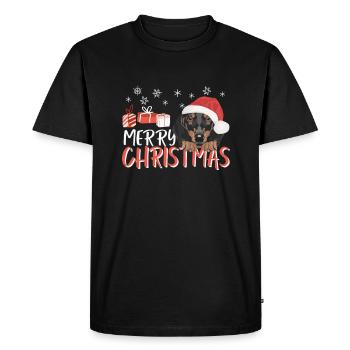 Dachshund Merry Christmas - Men's Premium Organic T-Shirt - black - Front - Nico (187cm)