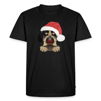 German Wirehair Merry Christmas - Men's Premium Organic T-Shirt - black - Front - Nico (187cm)