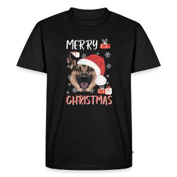 German Shepherd Merry Christmas - Men's Premium Organic T-Shirt - black - Front - Nico (187cm)