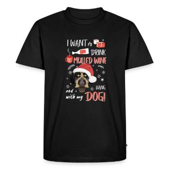 German Wirehair Mulled Wine Christmas - Men's Premium Organic T-Shirt - black - Front - Nico (187cm)