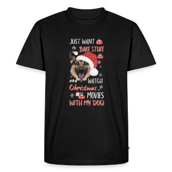 German Shepherd Merry Christmas - Men's Premium Organic T-Shirt - black - Front - Nico (187cm)