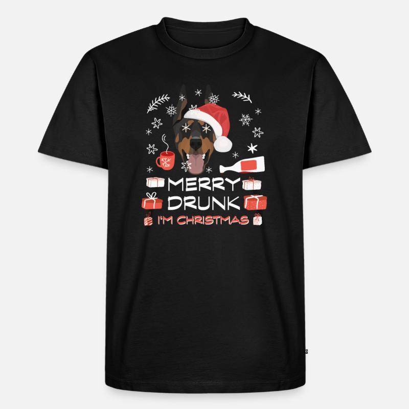 Dobermann Weihnachtsmarkt - Männer Premium Bio T-Shirt - Schwarz