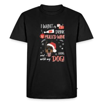 Doberman mulled wine Christmas - Men's Premium Organic T-Shirt - black - Front - Nico (187cm)