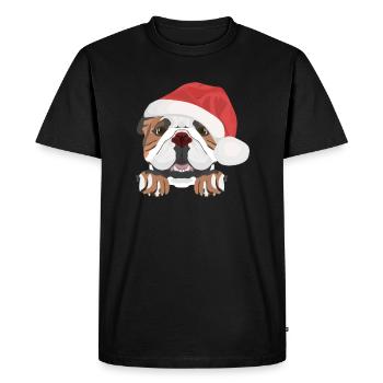 Bouledogue anglais Joyeux Noël - T-shirt Premium bio Homme - noir - Devant - Nico (187cm)