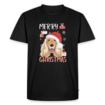Deutsch Cocker Spaniel Merry Christmas - Men's Premium Organic T-Shirt - black - Front - Nico (187cm)